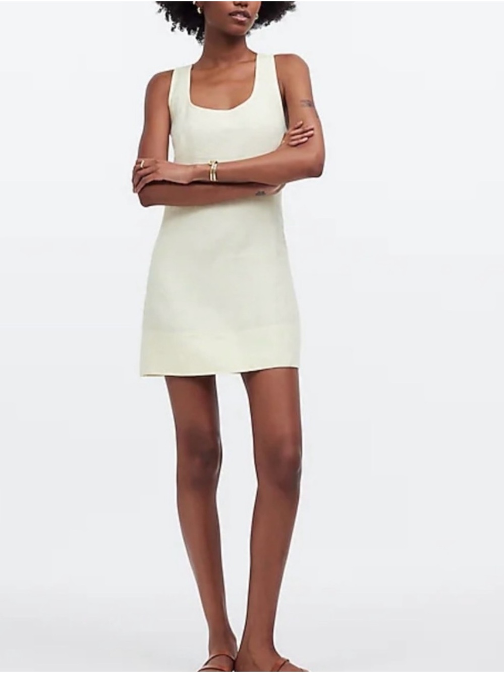 Butter Yellow Madewell Sleeveless Square-Neck Mini Dress - Cream